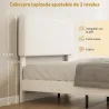 Estructura de Cama Doble con Cabecero Ajustable en Altura Tapizada en Borreguito Listones de Soporte Blanco - Ogal.Es