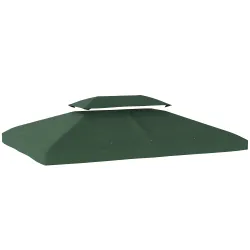 Toldo de Recambio 4x3 m con Techo Doble Orificios de Drenaje y Protección UV Solo Toldo NO Incluye Marco Verde - Ogal.Es
