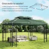Toldo de Recambio 4x3 m con Techo Doble Orificios de Drenaje y Protección UV Solo Toldo NO Incluye Marco Verde - Ogal.Es