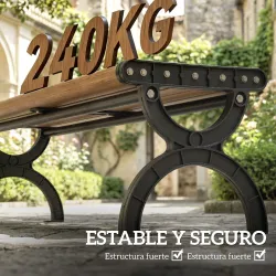 Banco de Jardín Exterior de 2 Plazas Banco Exterior con Estructura Metálica y Asiento Listonado 124x39x39 cm Marrón - Ogal.Es