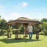 Carpa Plegable 4x4 m Pop-up con Doble Techo 4 Laterales de Malla Altura Ajustable Bolsa Transporte UPF30+ Caqui - Ogal.Es