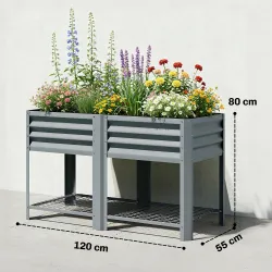 Huerto Urbano Elevado con Estante Inferior Mesa de Cultivo de Metal Galvanizado con Forro 120x55x80 cm Gris Plat... - Ogal.Es