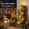 Fuente de Jardín con Iluminación LED Bomba Fuente Decorativa en Cascada de 5 Niveles Flujo Ajustable Marrón Rústico - Ogal.Es