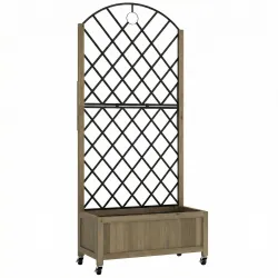 Jardinera de Madera con Enrejado Metálico y Ruedas para Plantas Trepadoras Macetero Elevado 72x36x168 cm Carboni... - Ogal.Es