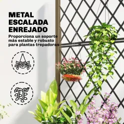 Jardinera de Madera con Enrejado Metálico y Ruedas para Plantas Trepadoras Macetero Elevado 72x36x168 cm Carboni... - Ogal.Es