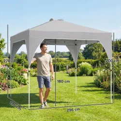 Carpa Plegable Pop-up 3x3 m con Bloqueo Central Altura Ajustable Bolsa Transporte con Ruedas y Sacos de Arena Gris - Ogal.Es