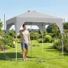 Carpa Plegable Pop-up 3x3 m con Bloqueo Central Altura Ajustable Bolsa Transporte con Ruedas y Sacos de Arena Gris - Ogal.Es