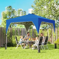 Carpa Plegable Pop-up 3x3 m con Bloqueo Central Altura Ajustable Bolsa Transporte con Ruedas y Sacos de Arena Azul - Ogal.Es