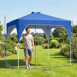 Carpa Plegable Pop-up 3x3 m con Bloqueo Central Altura Ajustable Bolsa Transporte con Ruedas y Sacos de Arena Azul - Ogal.Es