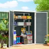 Cobertizo de Jardín Exterior de Plástico 0,81 m² 134x68,5x170 cm con Suelo 2 Estantes Plegables Puertas con Pest... - Ogal.Es