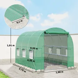 Invernadero de Exterior 2,8x2x1,9 m con Estantes Invernadero de Túnel con Puerta Enrollable 6 Ventanas de Malla ... - Ogal.Es