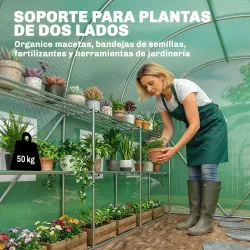 Invernadero de Exterior 2,8x2x1,9 m con Estantes Invernadero de Túnel con Puerta Enrollable 6 Ventanas de Malla ... - Ogal.Es