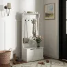 Perchero Zapatero con Banco de Almacenamiento 4 Ganchos Estilo Moderno 71,5x39,5x170 cm Blanco - Ogal.Es
