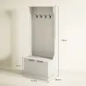 Perchero Zapatero con Banco de Almacenamiento 4 Ganchos Estilo Moderno 71,5x39,5x170 cm Blanco - Ogal.Es