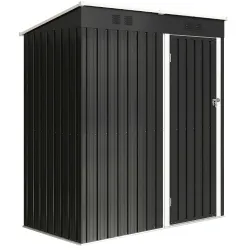 Cobertizo de Jardín Exterior 1,37 m² 163x90x179 cm con Puerta con Pestillo y Ranuras de Ventilación Gris Oscuro - Ogal.Es