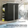 Cobertizo de Jardín Exterior 1,37 m² 163x90x179 cm con Puerta con Pestillo y Ranuras de Ventilación Gris Oscuro - Ogal.Es