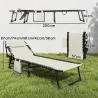 Set de 2 Tumbonas Plegables con Reposacabezas Bolsillo Lateral y Respaldo Reclinable en 5 Posiciones Blanco Crema - Ogal.Es