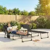Set de 2 Tumbonas Plegables con Reposacabezas Bolsillo Lateral y Respaldo Reclinable en 5 Posiciones Negro - Ogal.Es