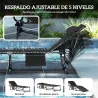 Set de 2 Tumbonas Plegables con Reposacabezas Bolsillo Lateral y Respaldo Reclinable en 5 Posiciones Negro - Ogal.Es