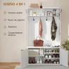 Perchero Zapatero 4 en 1 Perchero Moderno con Estante Abierto para Pasillo Entrada Dormitorio 100x38x172 cm Blanco - Ogal.Es