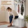 Perchero Zapatero 4 en 1 Perchero Moderno con Estante Abierto para Pasillo Entrada Dormitorio 100x38x172 cm Blanco - Ogal.Es