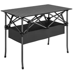 Mesa Plegable Camping 93x55x68 cm con Red de Almacenamiento Encimera Enrollable de Aluminio Bolsa de Transporte ... - Ogal.Es