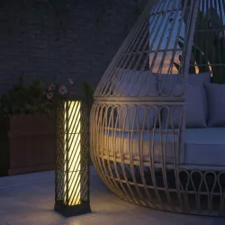 Linterna de Jardín de Ratán Farola Solar Exterior con Luces LED Encendido y Apagado Automático Impermeable IP44 ... - Ogal.Es