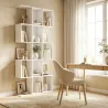 Librería en Forma de S de 5 Niveles para Salón Dormitorio Estudio Oficina 80x24x200 cm Blanco - Ogal.Es