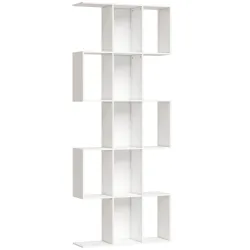 Librería en Forma de S de 5 Niveles para Salón Dormitorio Estudio Oficina 80x24x200 cm Blanco - Ogal.Es