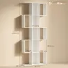 Librería en Forma de S de 5 Niveles para Salón Dormitorio Estudio Oficina 80x24x200 cm Blanco - Ogal.Es
