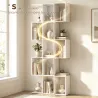 Librería en Forma de S de 5 Niveles para Salón Dormitorio Estudio Oficina 80x24x200 cm Blanco - Ogal.Es