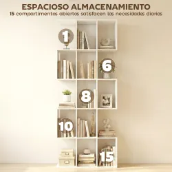 Librería en Forma de S de 5 Niveles para Salón Dormitorio Estudio Oficina 80x24x200 cm Blanco - Ogal.Es
