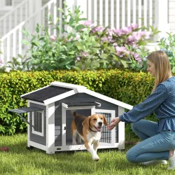 Caseta para Perros Exterior de Madera Casa para Perros Medianos con Techo Asfático Suelo Extraíble 98x76x69,5 cm... - Ogal.Es