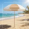 Sombrilla de Playa con Flecos Ø175 cm Sombrilla de Terraza Exterior con Altura Ajustable Inclinación 30° Blanco ... - Ogal.Es