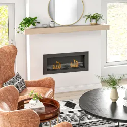 Chimenea de bioetanol mural empotrable quemador 2 x 0,85 L aprox. 3 h de duración de combustión 90 x 15 x 40 cm ... - Ogal.Es