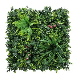 Set de 6 Setos Artificiales Ocultación Jardín 50x50 cm Tipo Milán Fácil Montaje Anti-UV para Terraza Balcón Verde - Ogal.Es