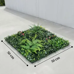 Set de 6 Setos Artificiales Ocultación Jardín 50x50 cm Tipo Milán Fácil Montaje Anti-UV para Terraza Balcón Verde - Ogal.Es