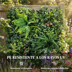 Set de 6 Setos Artificiales Ocultación Jardín 50x50 cm Tipo Milán Fácil Montaje Anti-UV para Terraza Balcón Verde - Ogal.Es