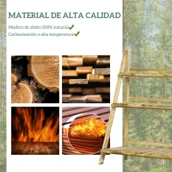 Soporte para Plantas de Madera de 3 Niveles para Interior y Exterior Terraza Jardín 100x37x93 cm Carbonizado - Ogal.Es
