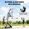 Canasta de Baloncesto para Exterior Ajustable de 245-305 cm con Ruedas Base Rellenable y Sistema de Retorno Negro - Ogal.Es