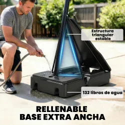 Canasta de Baloncesto para Exterior Ajustable de 245-305 cm con Ruedas Base Rellenable y Sistema de Retorno Negro - Ogal.Es