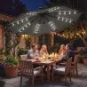 Parasol Excéntrico con Luces LED Solares Ø345 cm Sombrilla Jardín de Aluminio con Base Cruzada Manivela Funda Gris - Ogal.Es