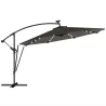 Parasol Excéntrico con Luces LED Solares Ø345 cm Sombrilla Jardín de Aluminio con Base Cruzada Manivela Funda Gris - Ogal.Es