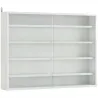 Vitrina de Pared de Madera con Estantes Ajustables y 2 Puertas Correderas de Cristal 80x9,5x60 cm Blanco - Ogal.Es