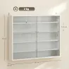 Vitrina de Pared de Madera con Estantes Ajustables y 2 Puertas Correderas de Cristal 80x9,5x60 cm Blanco - Ogal.Es