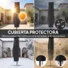 Parasol Excéntrico con Luces LED Solares Ø345 cm Sombrilla Jardín de Aluminio con Base Cruzada Manivela Funda Gris - Ogal.Es