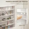 Vitrina de Pared de Madera con Estantes Ajustables y 2 Puertas Correderas de Cristal 80x9,5x60 cm Blanco - Ogal.Es