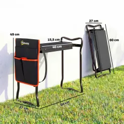 Taburete de Jardín Plegable con Almohadilla de EVA Asiento de Jardín con Bolsa para Herramientas en Cintura Carg... - Ogal.Es