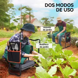 Taburete de Jardín Plegable con Almohadilla de EVA Asiento de Jardín con Bolsa para Herramientas en Cintura Carg... - Ogal.Es