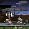 Sombrilla Doble de Jardín 4x2 m con 36 Luces LED UPF50+ Manivela 12 Varillas Resistente al Agua Gris Oscuro - Ogal.Es
